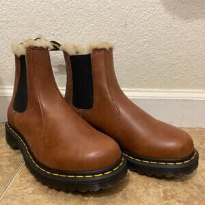 Dr Martens Leonore Brown Fur Lined Chelsea Boots Style 2976 Size 8 NWOB